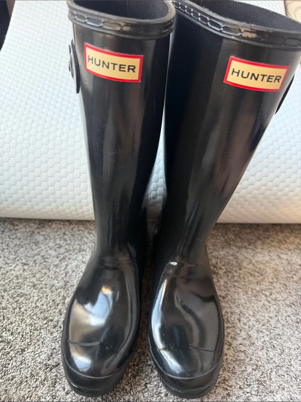 Hunter Gloss Black Knee-High Rain Boots